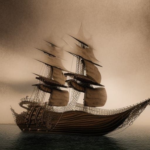 Realistic 17th Century Pirate Ship Digital Art