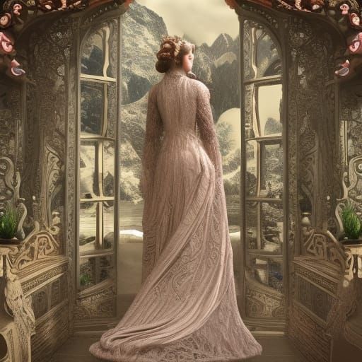 Yin and Yang Couple in Art Nouveau Style