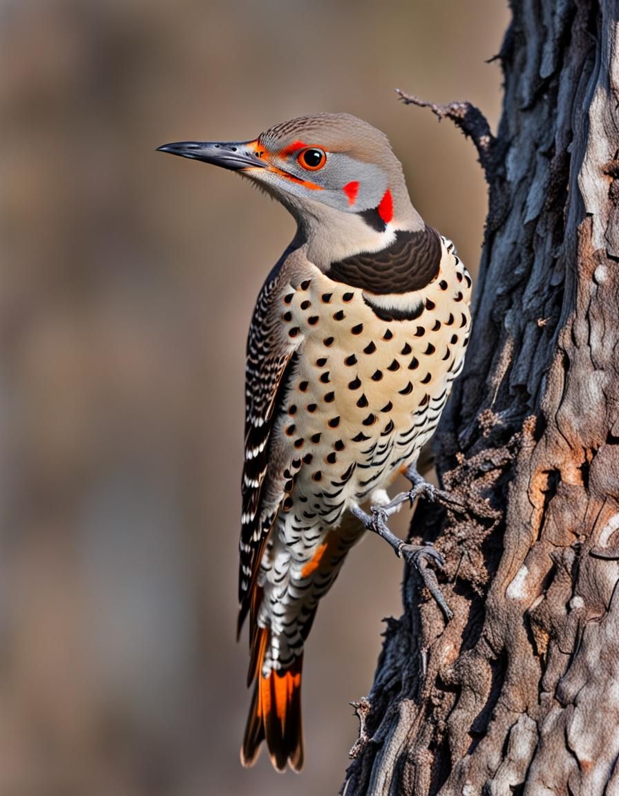 The Northern Flicker 64 megapixels sharp focus hyperdetailed