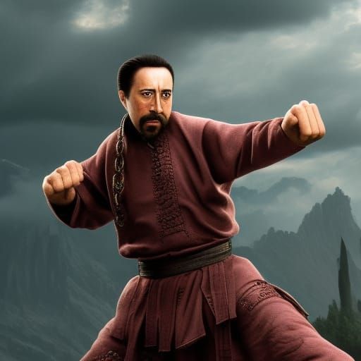 Nic Cage as Kung Fu Master: Detailed Matte Painting