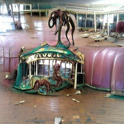 Lovecraftian Carousel with Tentacles and Gothic Elements