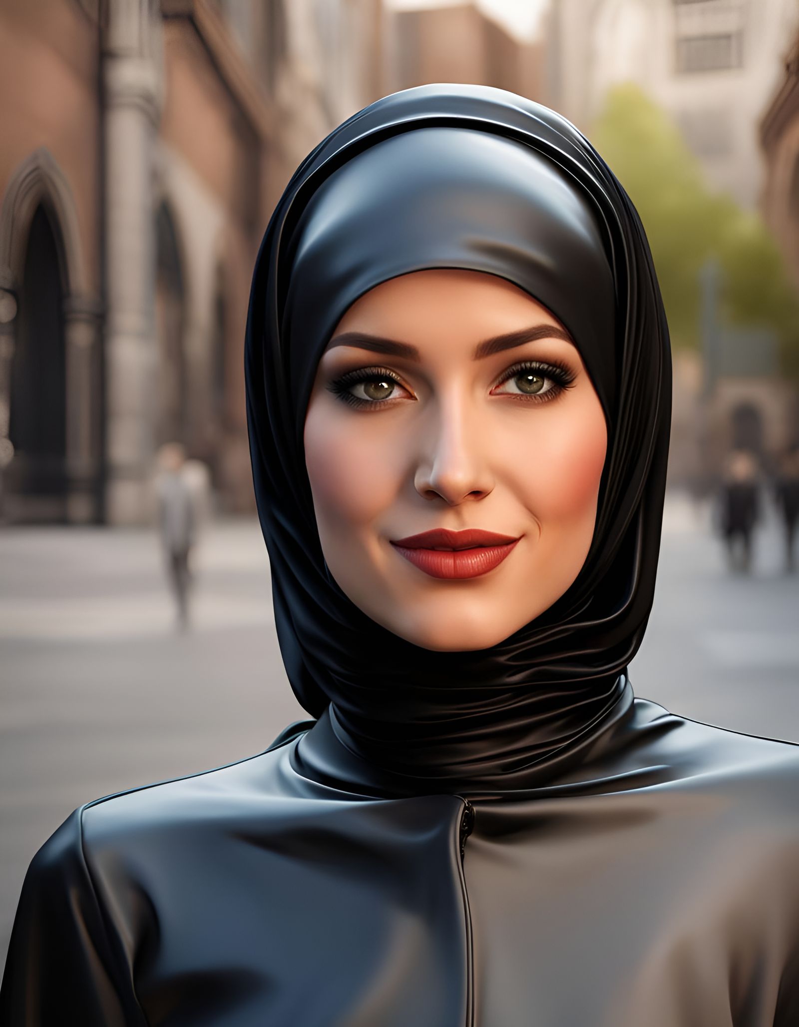 Elegant German Woman in Hijab, Matte Painting