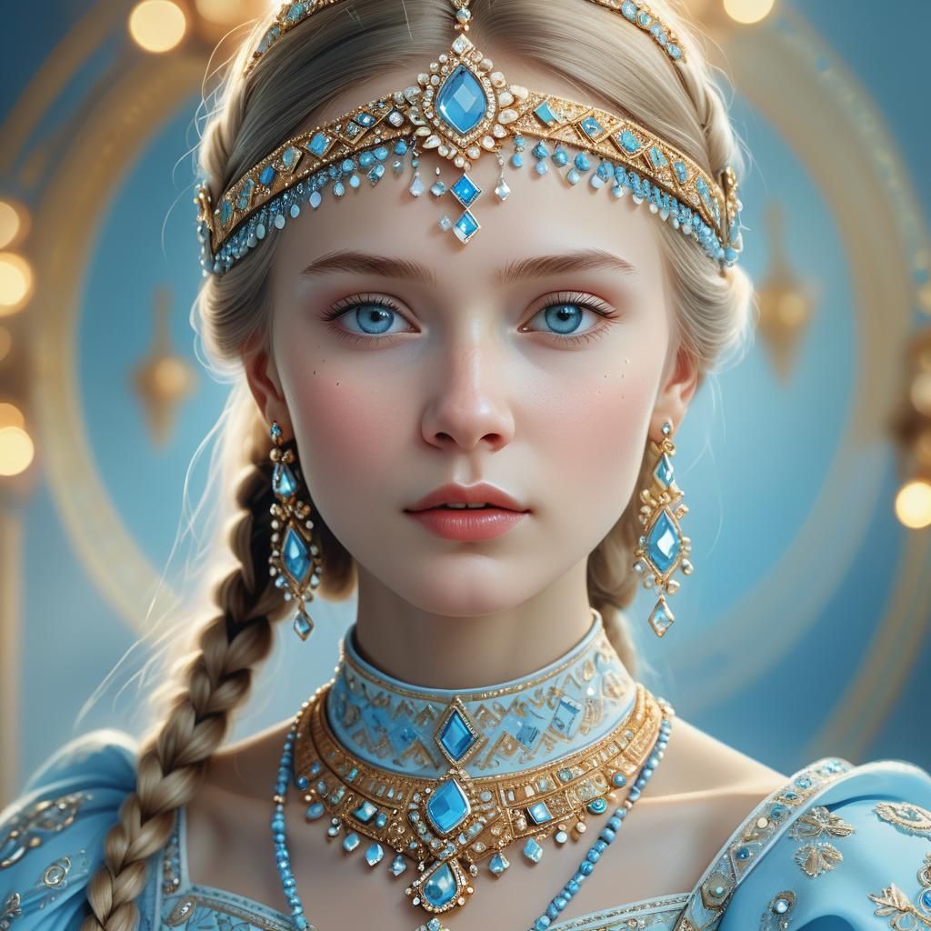 Russian Princess in Klimt-Inspired Digital Portrait