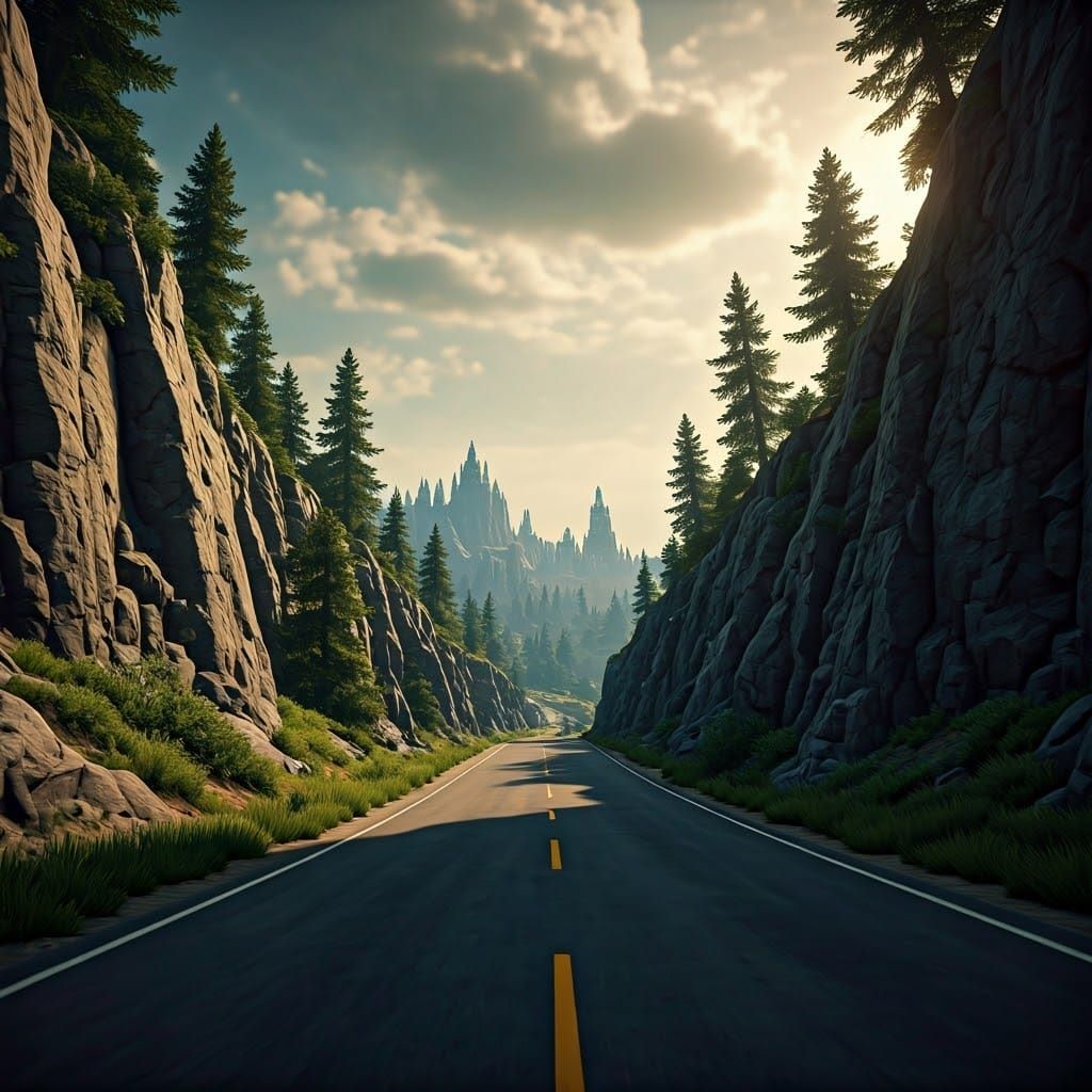 Epic Winding Road in 3D Game Style