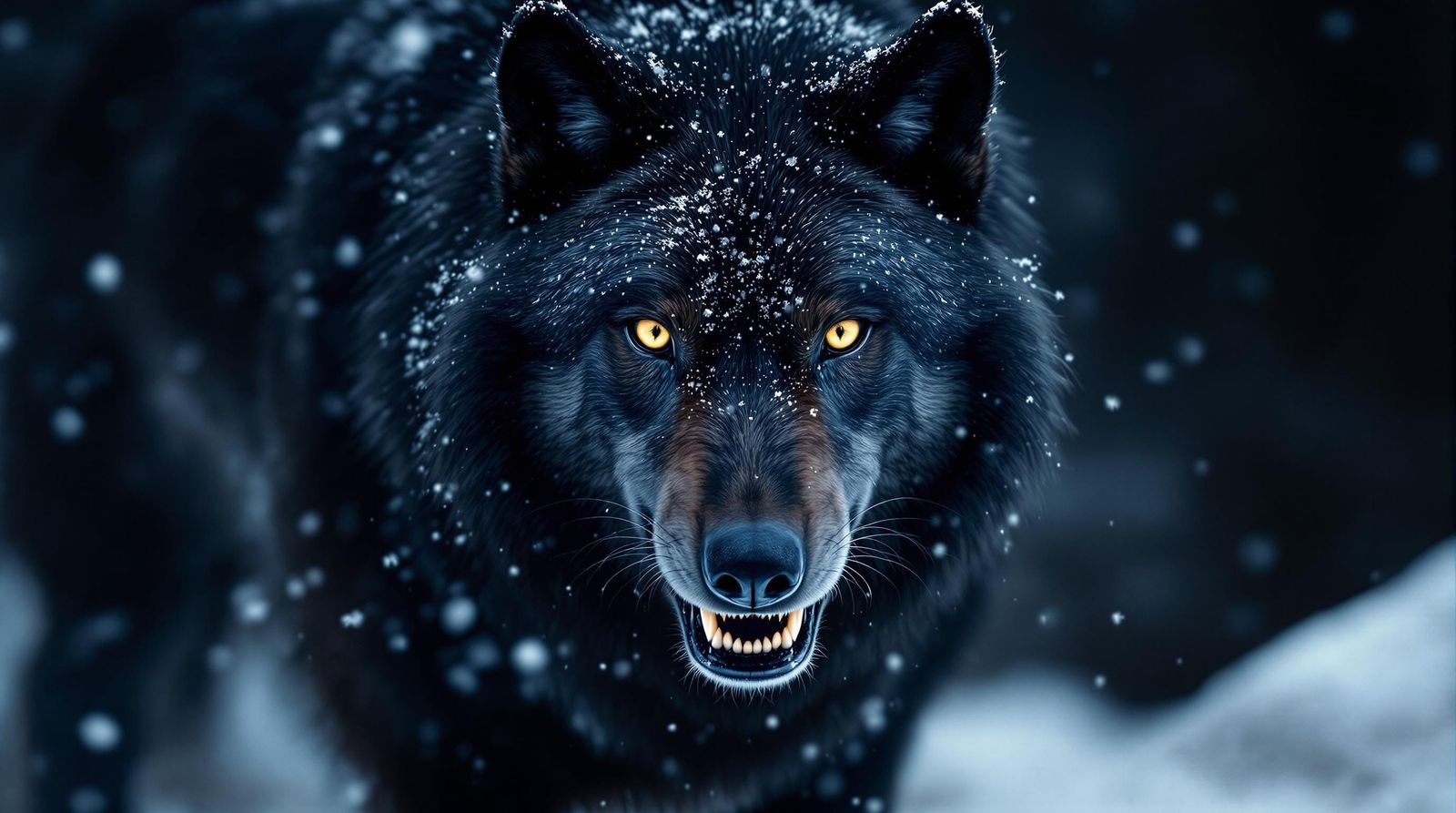 Majestic Dark-Coated Wolf Dominates the Frozen Tundra in Pho...
