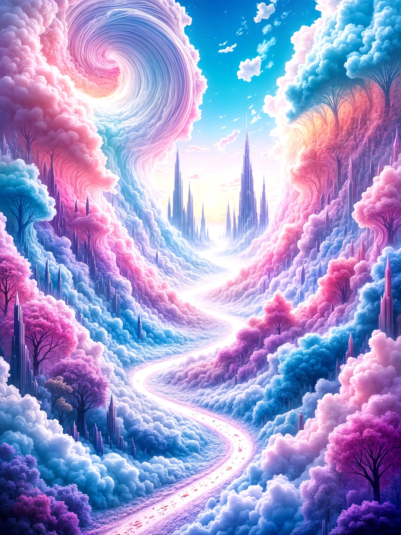 Surreal Fantasy Landscape Inspired by Whimsical Board Game