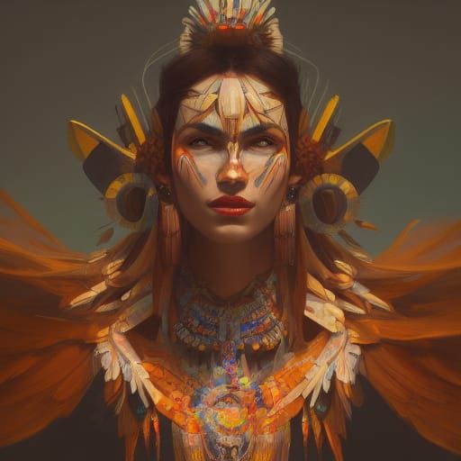 Huitzilopochtli Portrait in Hyperdetailed Digital Art