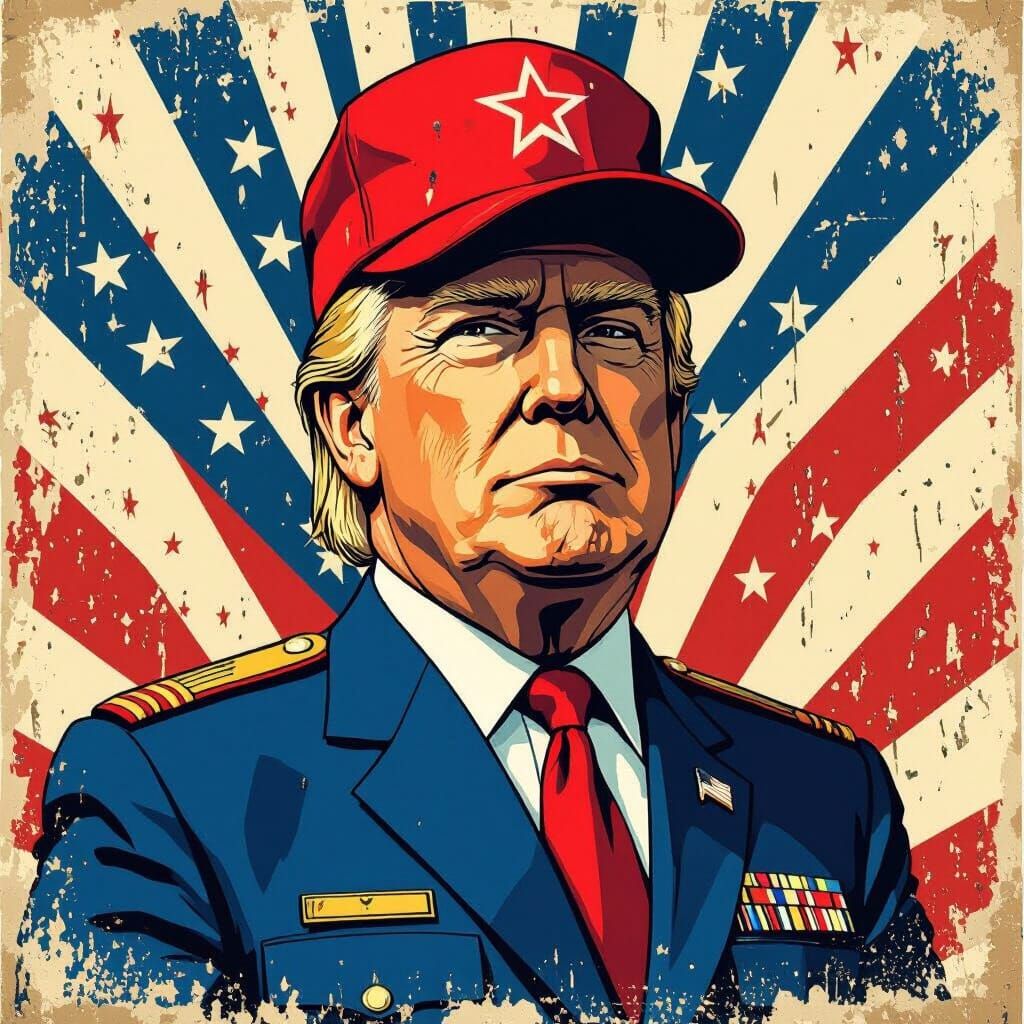 Donald Trump as Cobra in Propaganda Poster Style