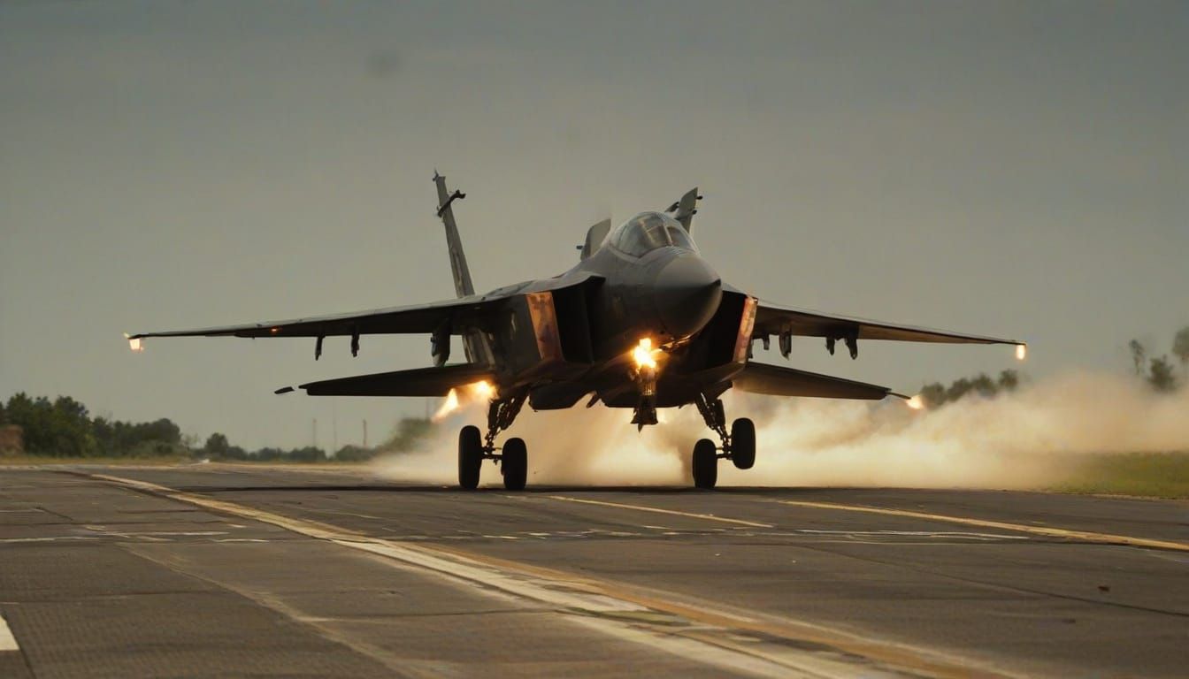 F-111 Aardvark in Full Afterburner Takeoff, Cinematic Film S...