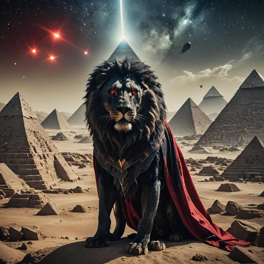 Black Lion in Glass Cloak: Cinematic Outer Space