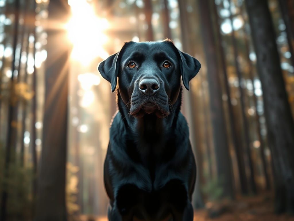 Vibrant Realism: Majestic Black Labrador Retriever in Enchan...