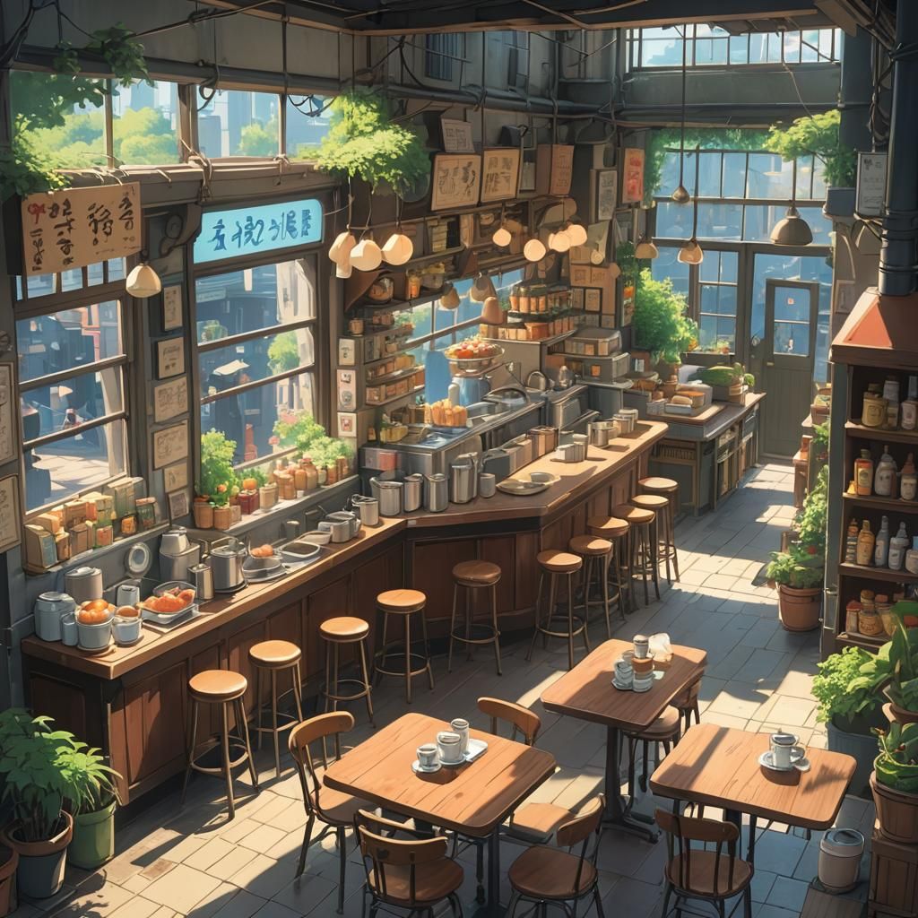 City Cafe: Anime Key Visual by Makoto Shinkai