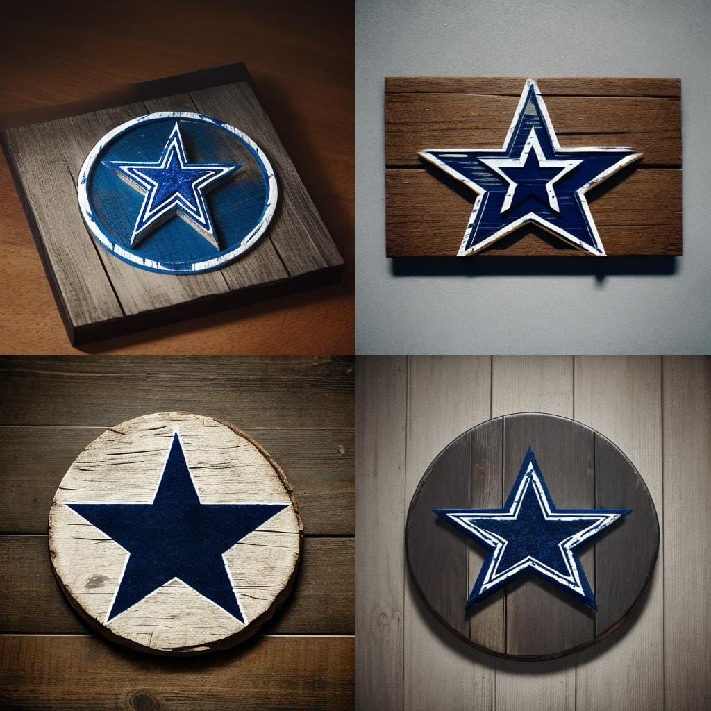 Dallas Cowboys Logo on Wood: Cinematic Film Still