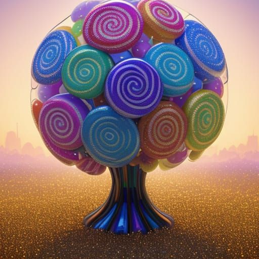 Vibrant Candy World with Glistening Sugar Crystals