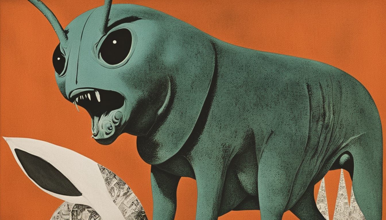 Alien Moth in Sunday Best, Inspired by Tàpies and Bearden