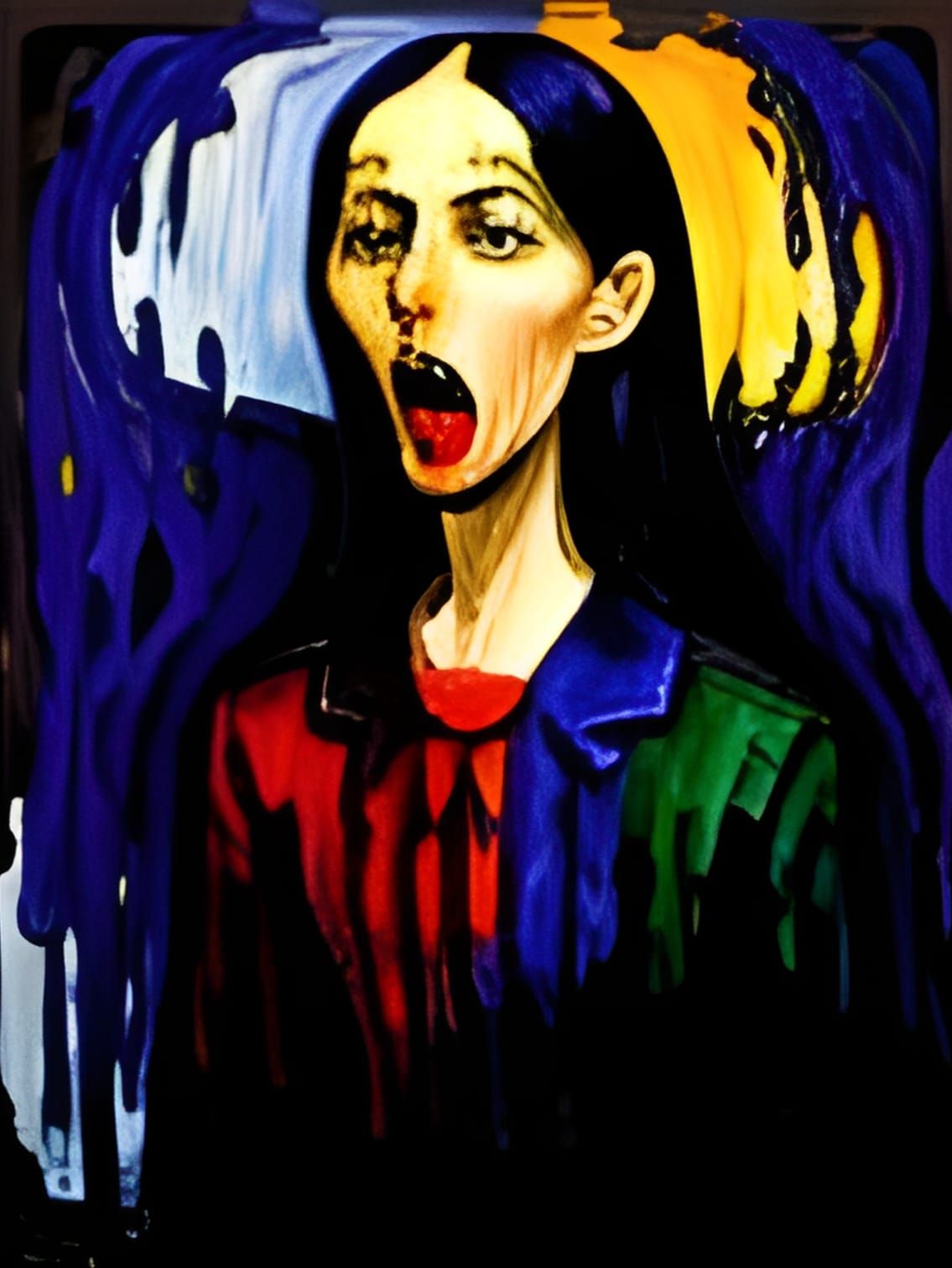Surreal Pop Art of Munch's Iconic Figure Emerging from Canva...