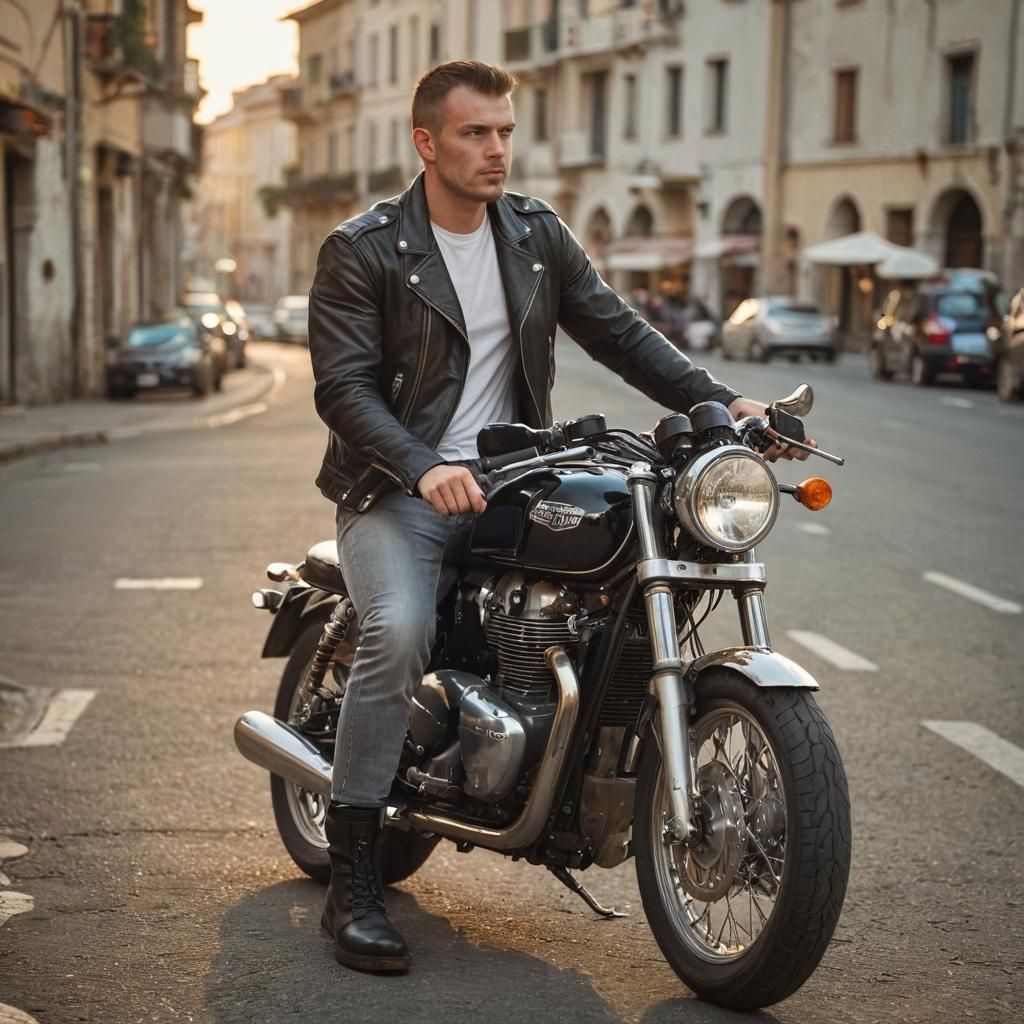Motorcycle Portrait in Italian Coastal City
