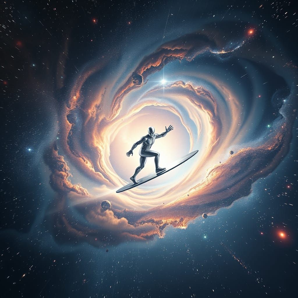 Ethereal Silver Surfer Embarks on Cosmic Odyssey