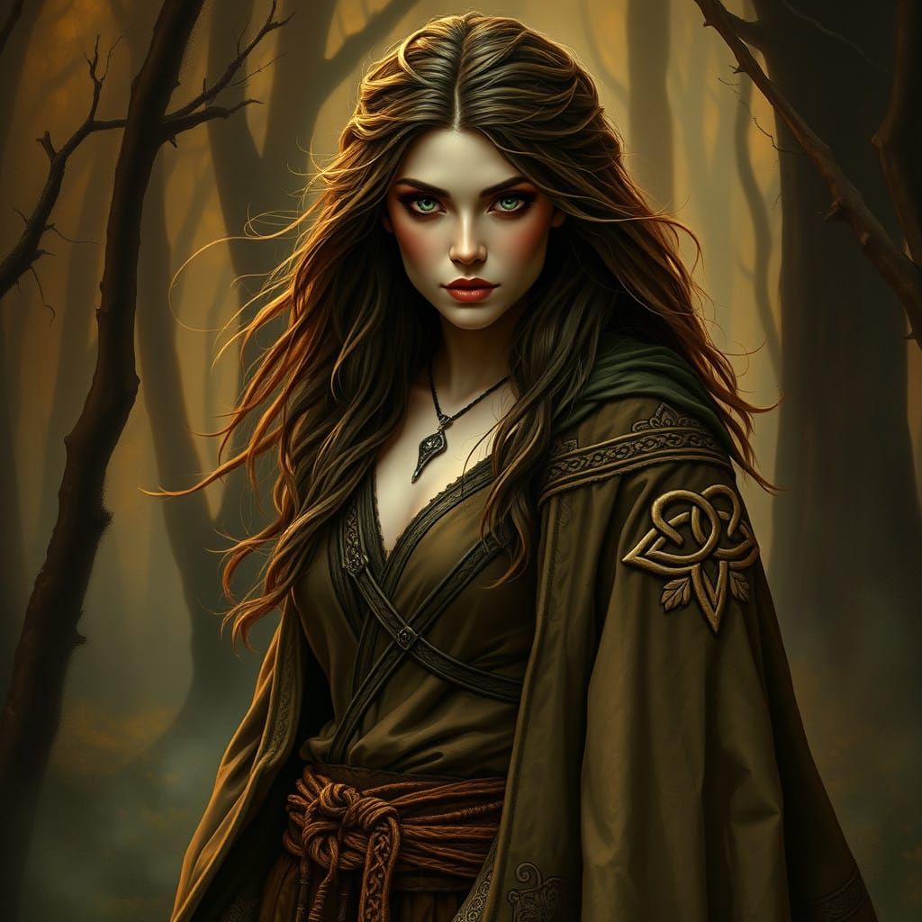 Surreal Pagan Goddess in Celtic-Inspired Realism