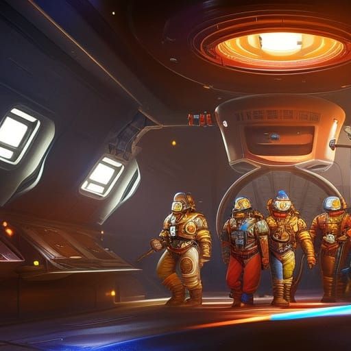 Dwarves in Cassette Futurism Space Station Concept Art