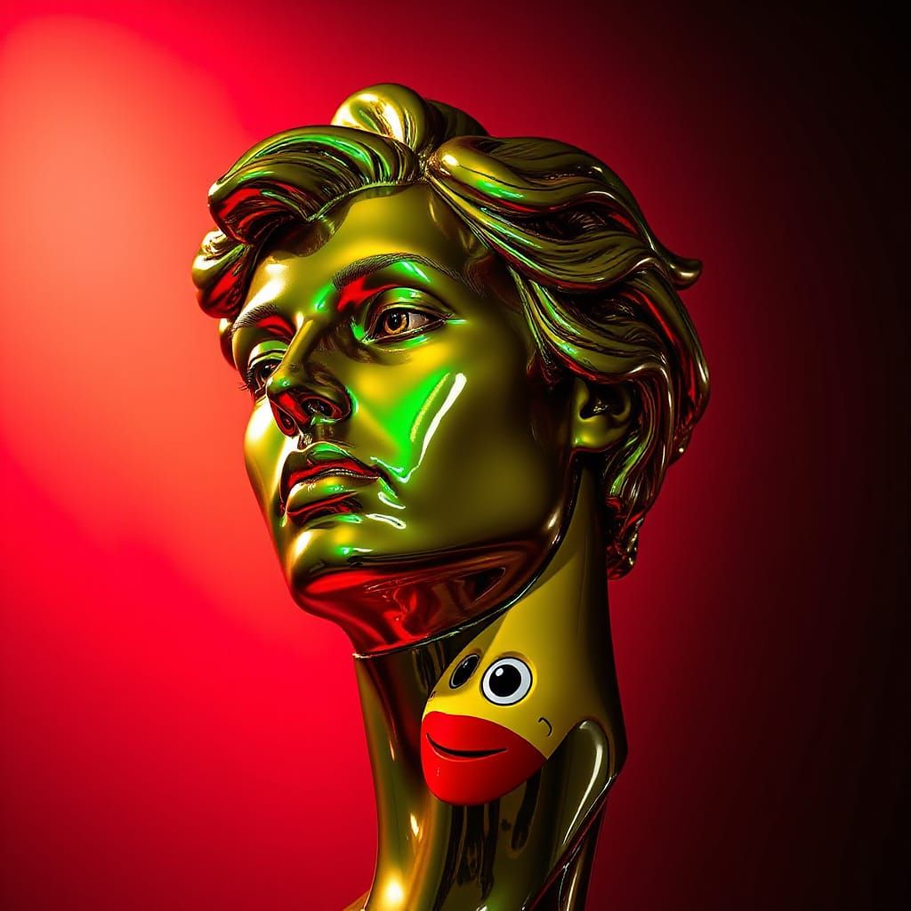 Hyperrealistic Sculpture of Reflected Glory in Vivid Colors
