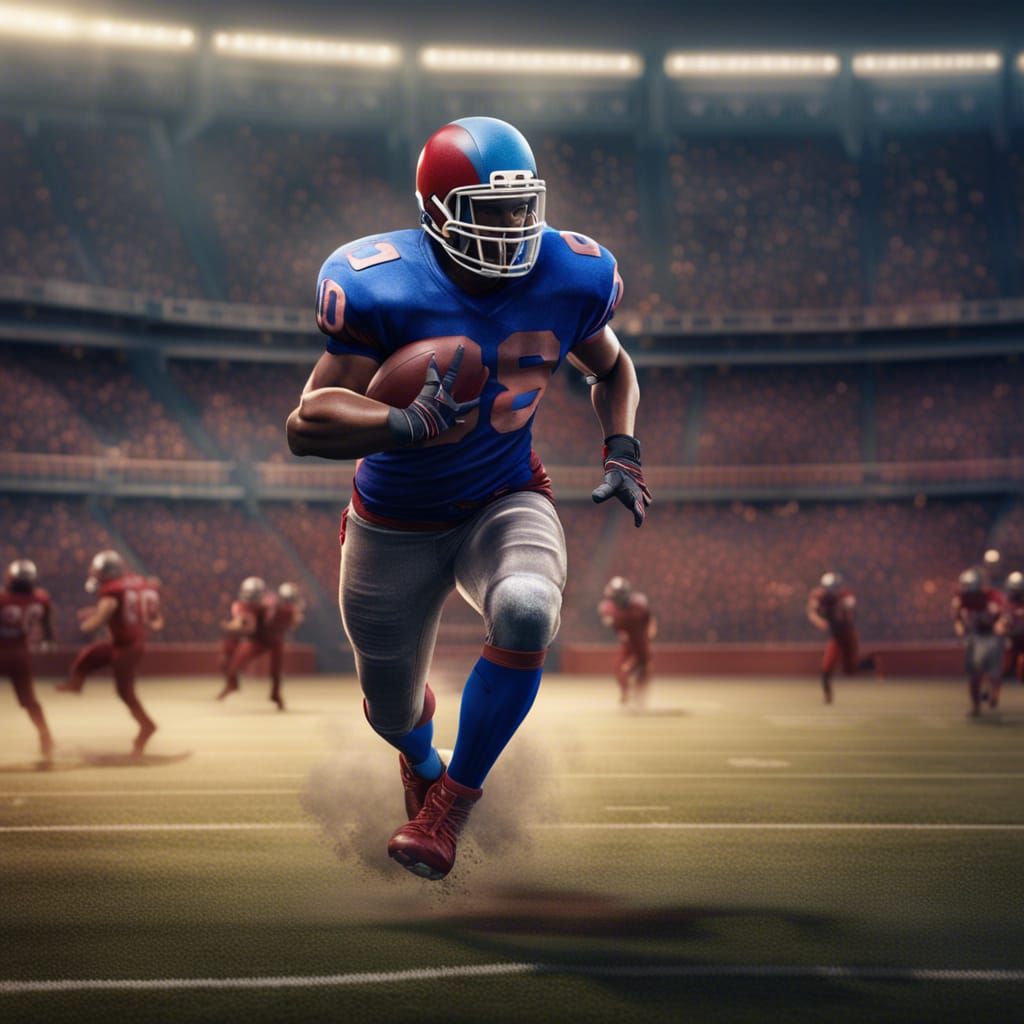 Hyperrealistic Football Player on Field in 8k