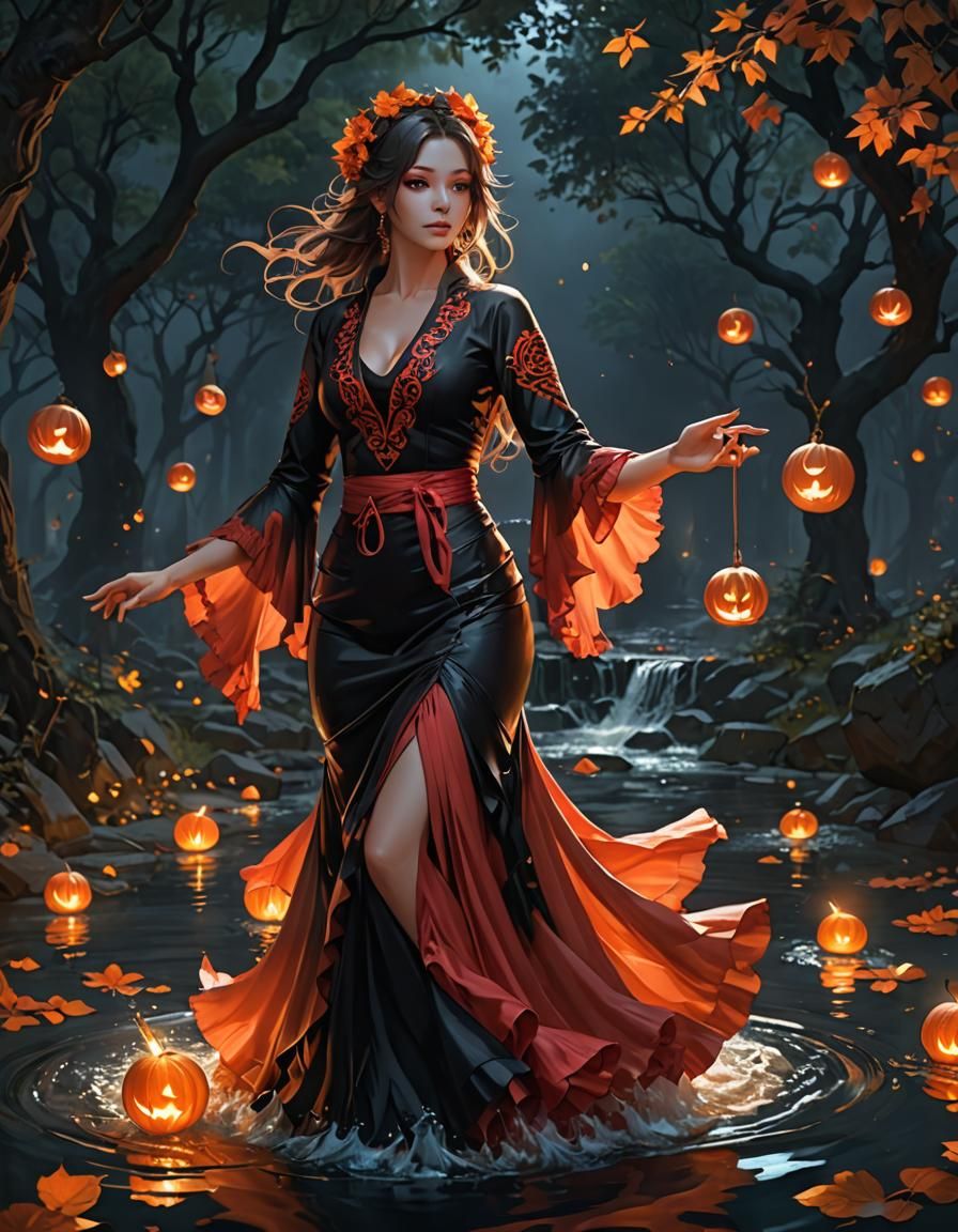 Samhain Flamenco: Detailed 3D Anime Concept Art