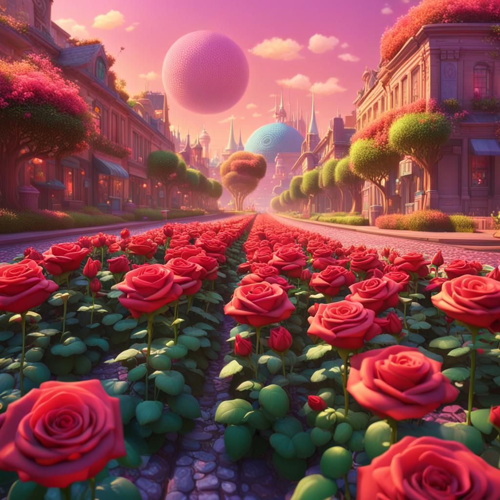 The Rose Avenue: Pixar Style 3D Digital Art