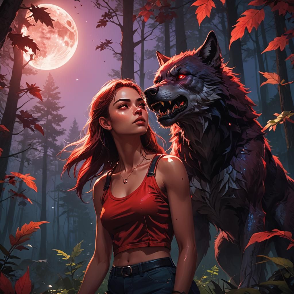 Teenage Werewolf Transformation in Fantasy Art Style