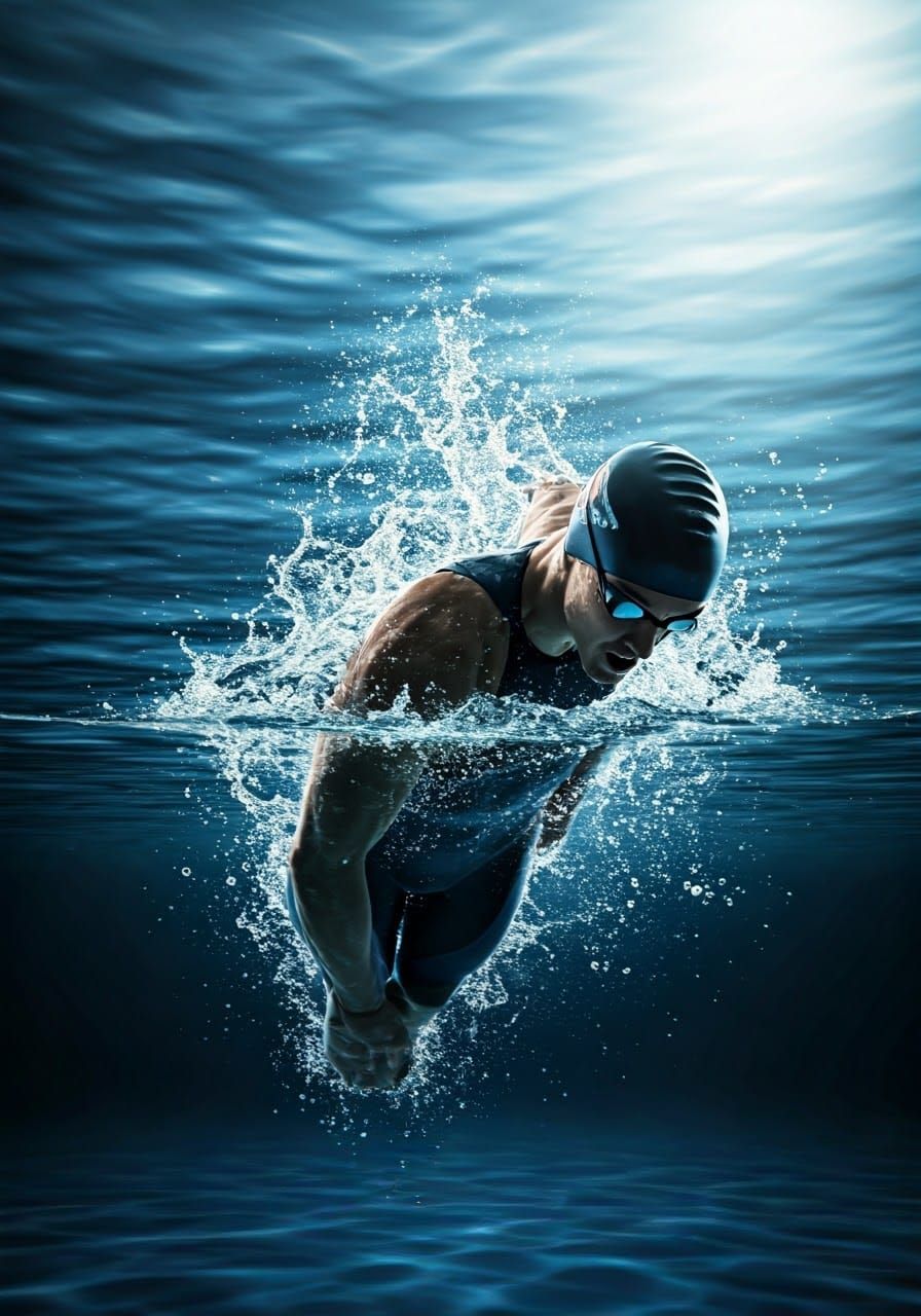A para-swimmer mid-stroke, showcasing their power and focus.