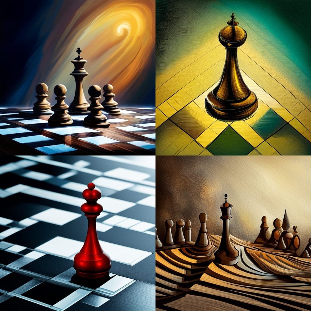 Abstract Chess Pawn with Complementary Colors