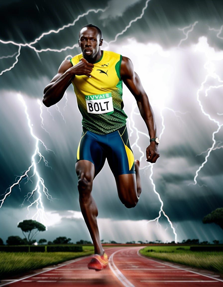 Usain Bolt Escaping a Thunderstorm: Digital Matte Painting