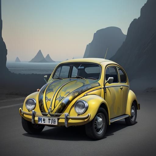Yellow 1966 Volkswagen Bug Transformer in Matte Painting