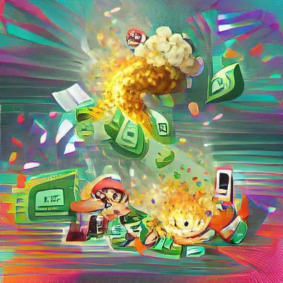 Nintendo Money Explosion Digital Illustration