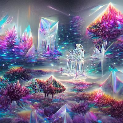 Astral Crystal Forest in Mixed Media Style