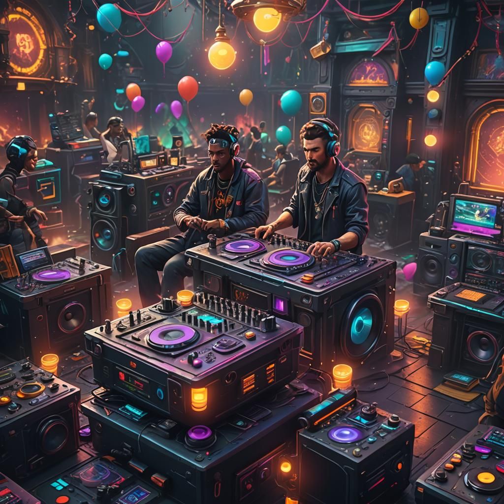 Fantastical Party DJs in Detailed Matte Painting
