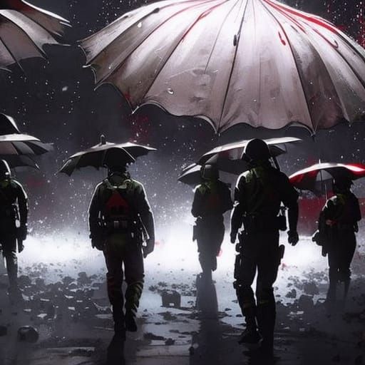 Umbrella Corporation Logo in Hyperrealistic Splash Art