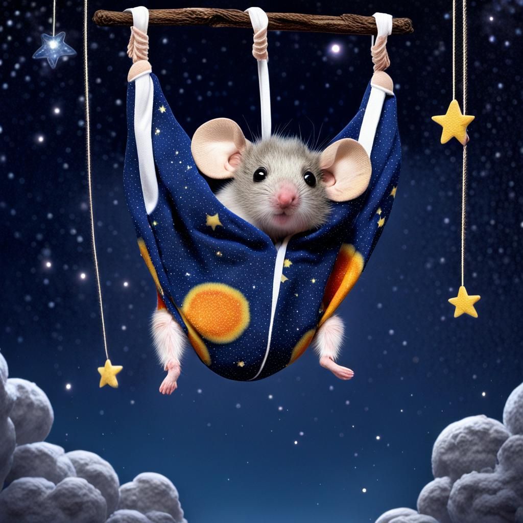 Chibi Mouse in Starry Sky Photograph