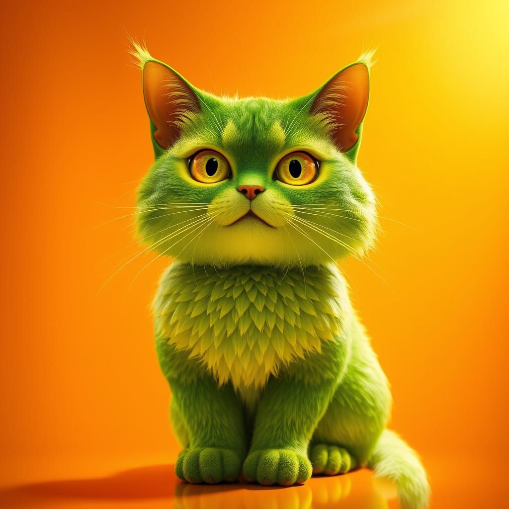Majestic Avocado Cat in Vibrant Electric Green