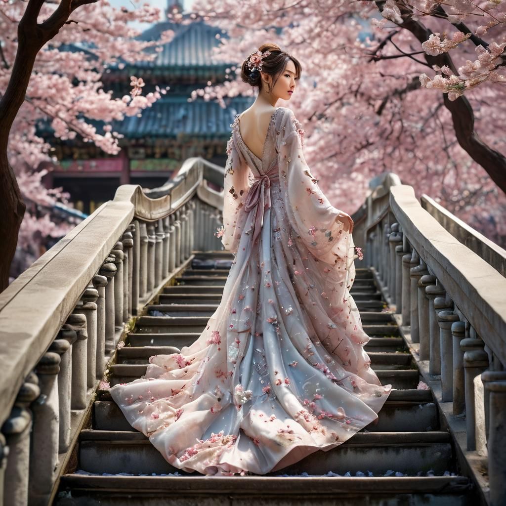 Japanese Princess in Crystal Palace with Sakura