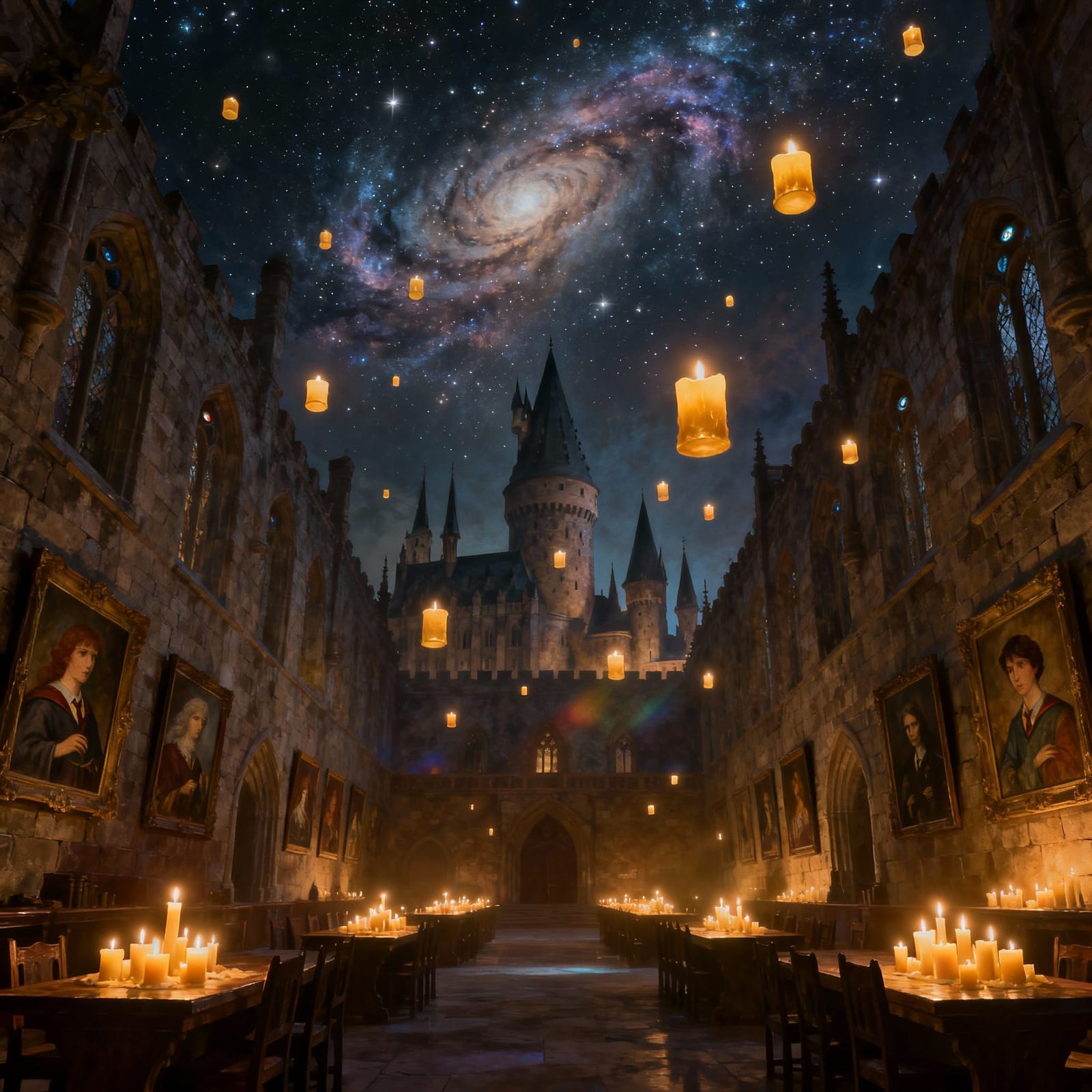 Magical Hogwarts Galaxy Sky Digital Matte Painting