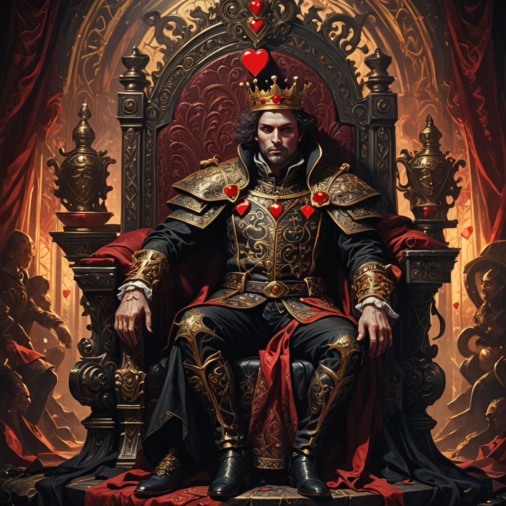King of Hearts on Throne: Fantasy Art