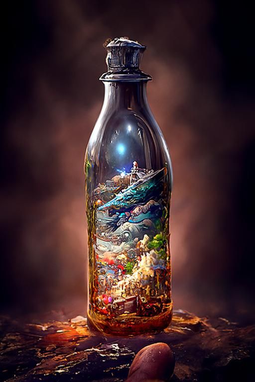 Magic Message in a Bottle, Detailed Digital Art
