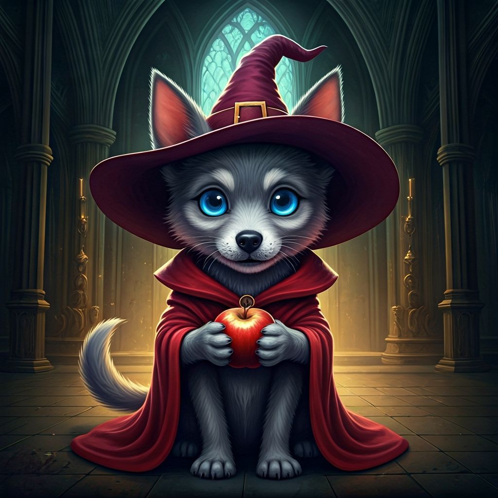 Witch Dog Winnie in Castle with Spells and Apples