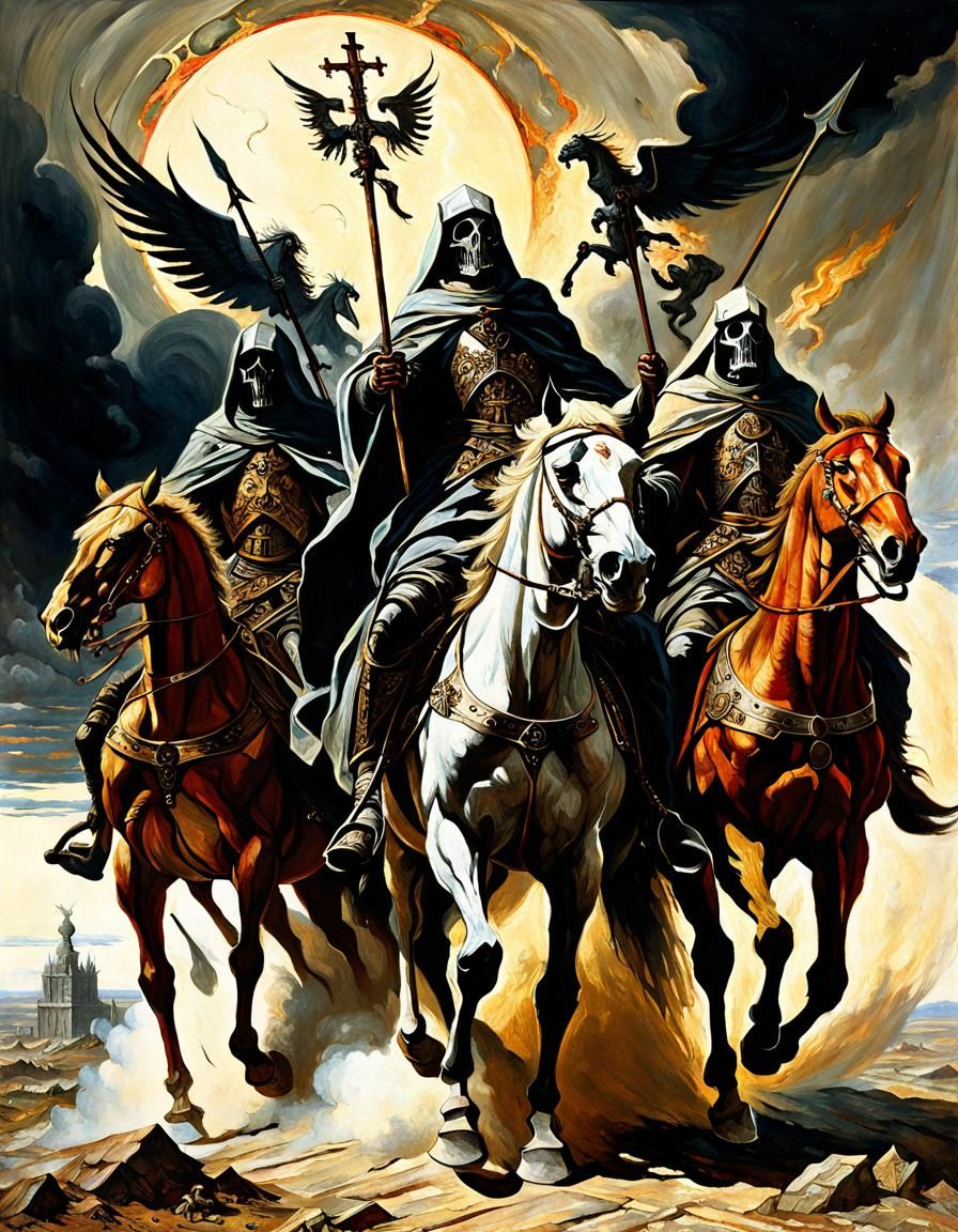 The Four Horsemen of the Apocalypse, as told from Book of Revelation.