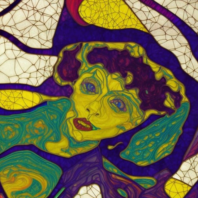 Klimt figures evolved to stained glass