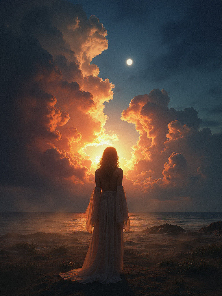 Surreal Alphabotanical Landscape with Eye Clouds