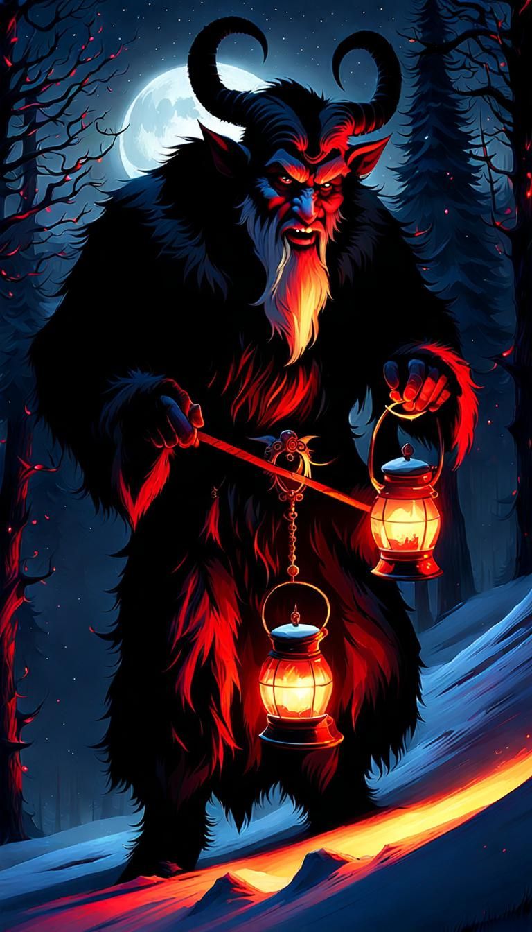 Magical Krampus Night Under Starry Sky