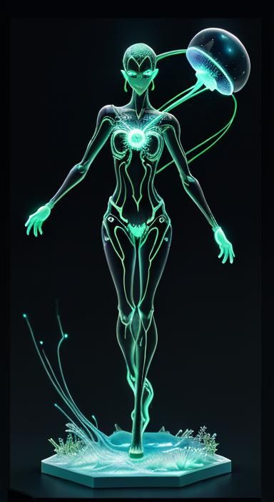 Bioluminescent Sphere in Zero Gravity: 3D Digital Art