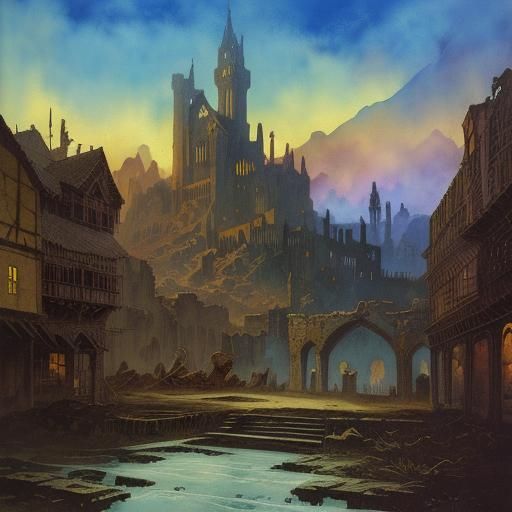 Medieval City to Ruins: Watercolor Comic Art